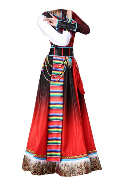 Design costumes for Tibetan dance performances, custom-made women's ethnic minority costumes, adult Dolma big swing skirts, Chinese style costumes SKDO011 detail view-6